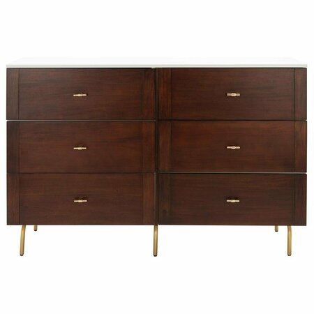 SAFAVIEH Genevieve 6 Drawer Dresser, Walnut & White DRS5002A-2BX